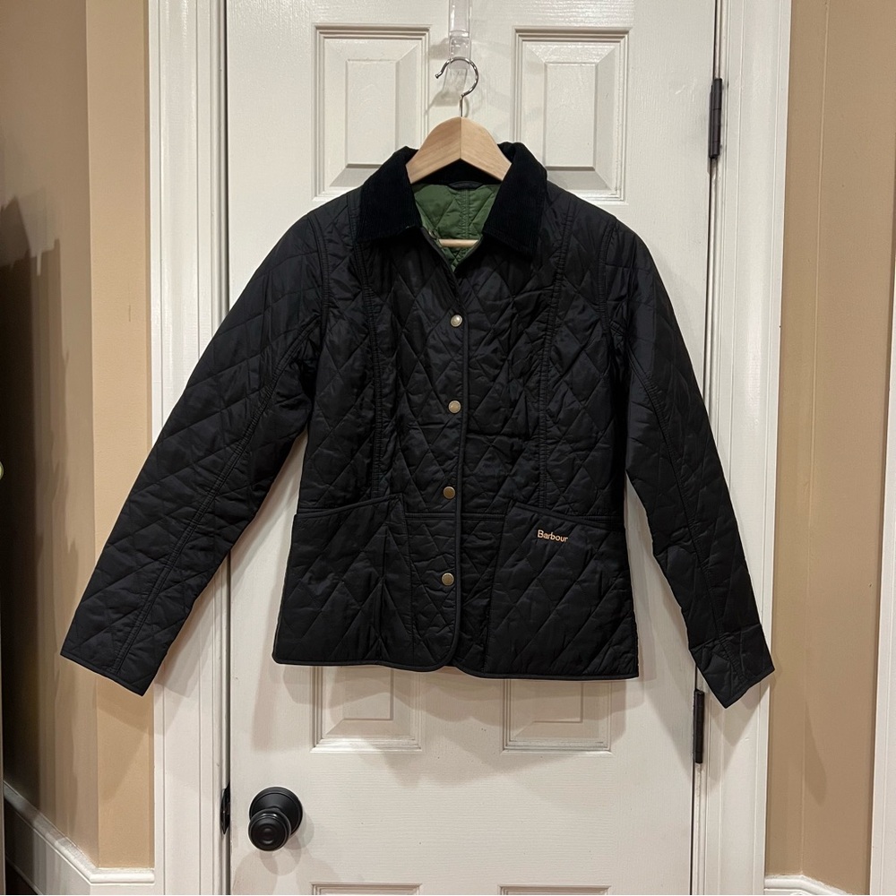 Barbour Summer Liddesdale Quilt Quilted Jacket Corduroy Collar Women’s Black